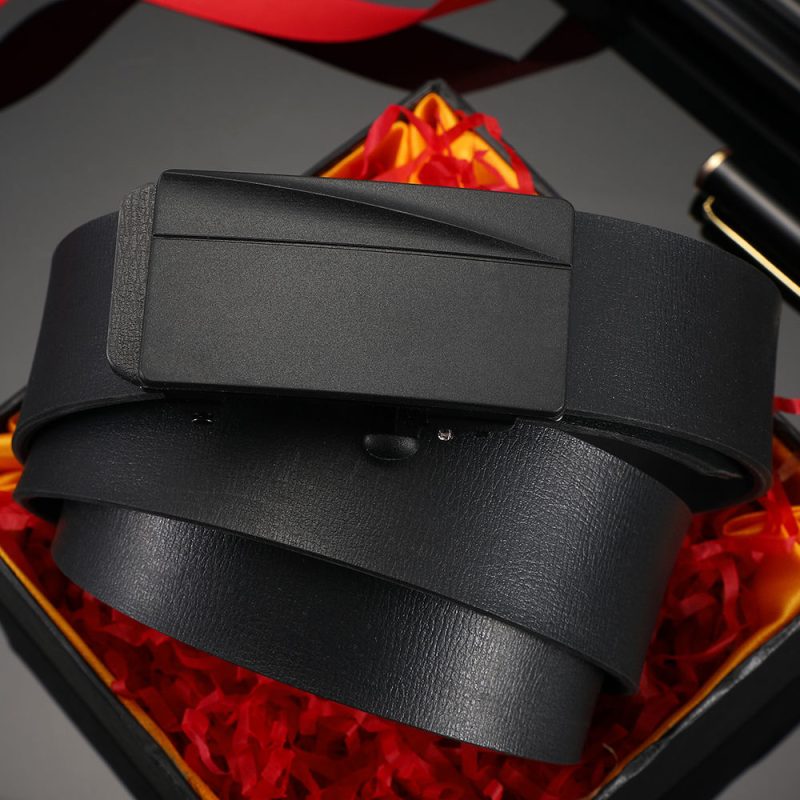 New Men's Belt Fashion Versatile Alloy Toothless Automatic Buckle Leather Business Casual Youth Belt For Men - Image 5