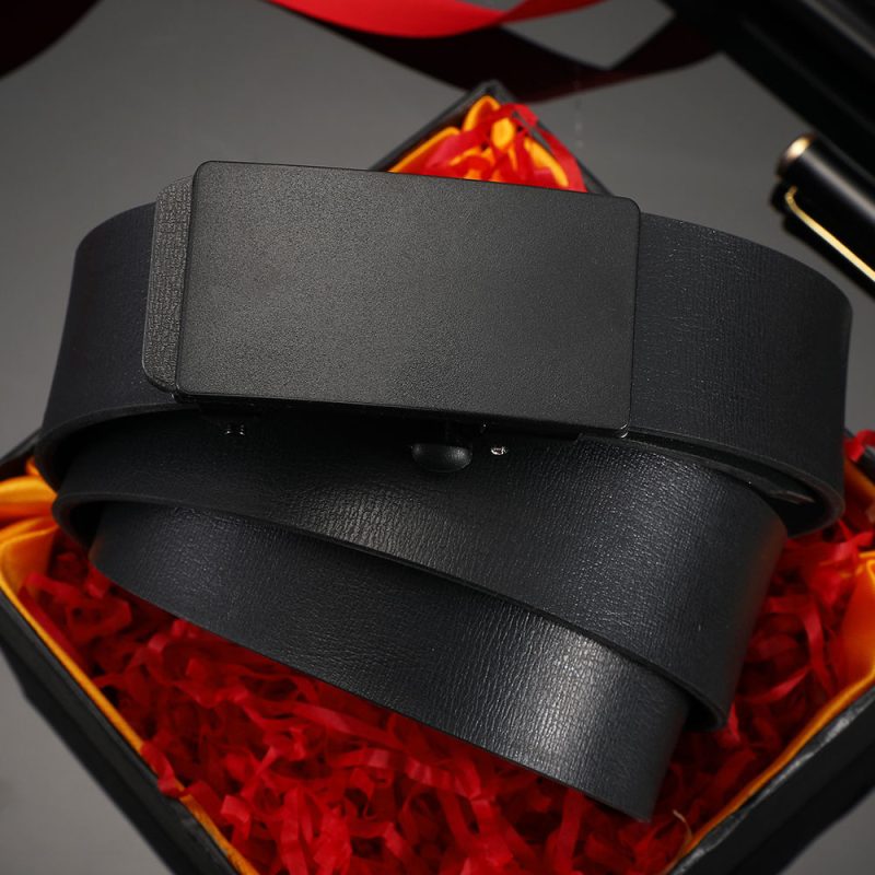 New Men's Belt Fashion Versatile Alloy Toothless Automatic Buckle Leather Business Casual Youth Belt For Men - Image 6