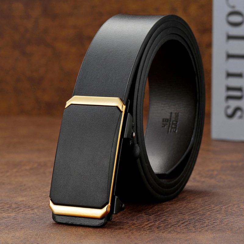 New Men's Belt Fashion Versatile Alloy Toothless Automatic Buckle Leather Business Casual Youth Belt For Men - Image 8