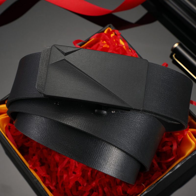 New Men's Belt Fashion Versatile Alloy Toothless Automatic Buckle Leather Business Casual Youth Belt For Men - Image 11