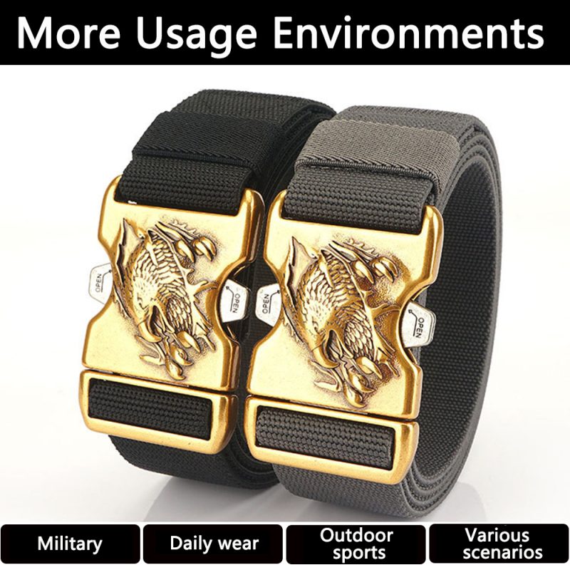 TUSHI Belt For Men Leisure Belt Luxury Belt Outdoor Elastic Work Belt Hiking Nylon Male Tactical Belt Metal Quick Buckle Girdle - Image 2