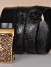 High Quality Men’s Dragon Design Alloy Buckle Leather Belt,Emboss Split Cow Leather Belt,Men Jeans&Casual Pants Accessories Must