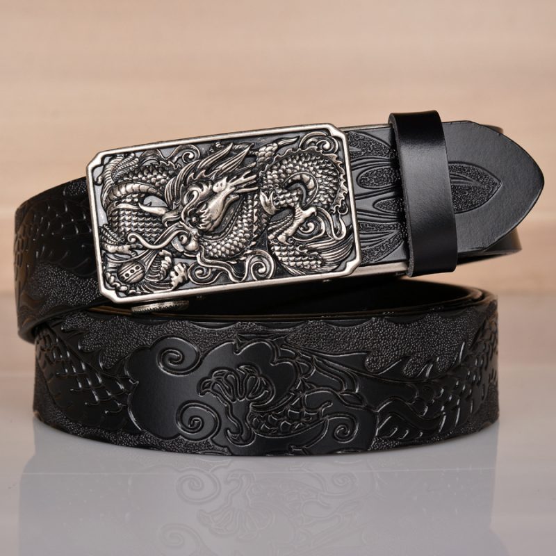 High Quality Men’s Dragon Design Alloy Buckle Leather Belt,Emboss Split Cow Leather Belt,Men Jeans&Casual Pants Accessories Must - Image 4