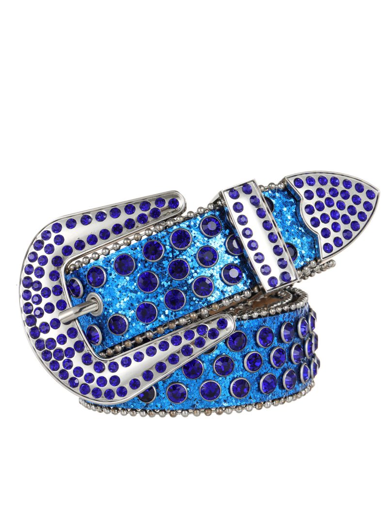 Decorative Women's Belt BB Simon Diamond Fashion Western Belt Full Diamond Embedding PU Wide Crystal Diamond Be - Image 4
