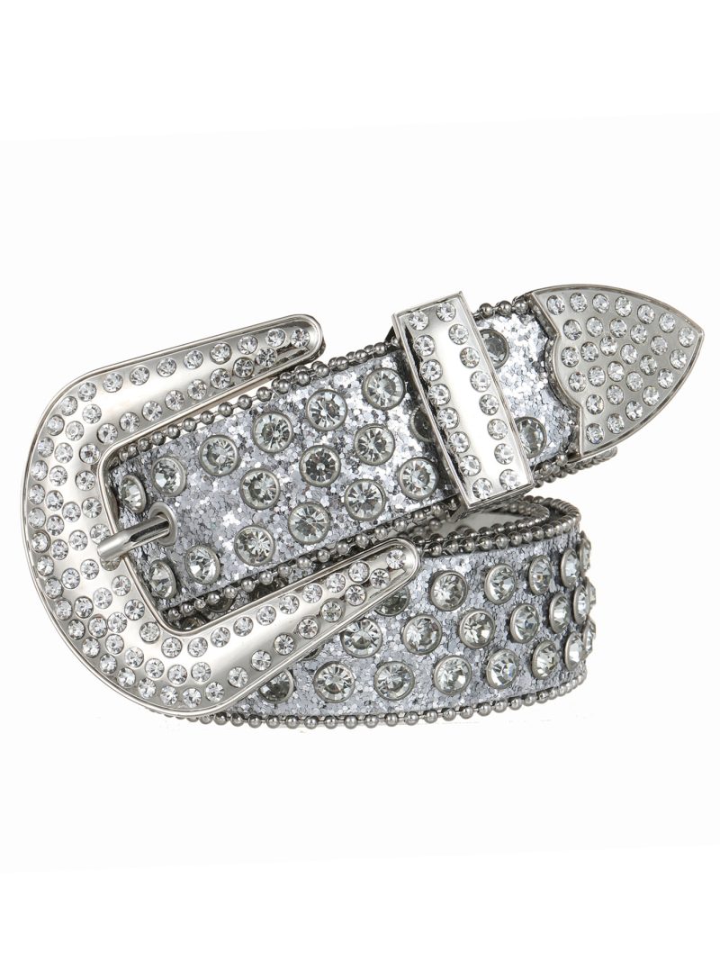 Decorative Women's Belt BB Simon Diamond Fashion Western Belt Full Diamond Embedding PU Wide Crystal Diamond Be - Image 5