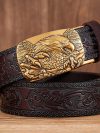 3.5CM Eagle Automatic Buckle Belt Emboss Cowskin Belt Quality Men Wasitbad Strap Genuine Leather Gift Business Belt For Jeans