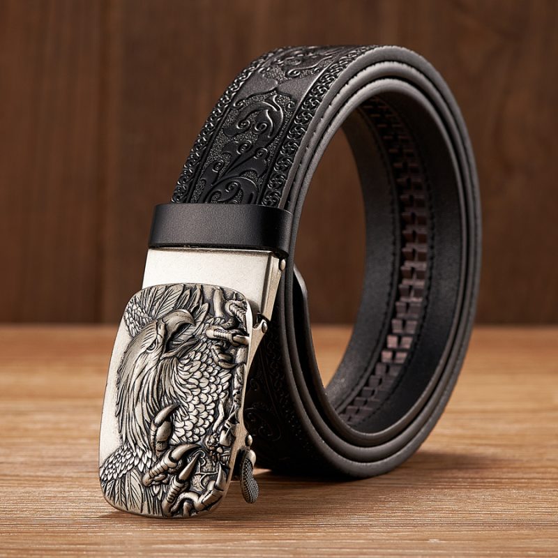 3.5CM Eagle Automatic Buckle Belt Emboss Cowskin Belt Quality Men Wasitbad Strap Genuine Leather Gift Business Belt For Jeans - Image 6