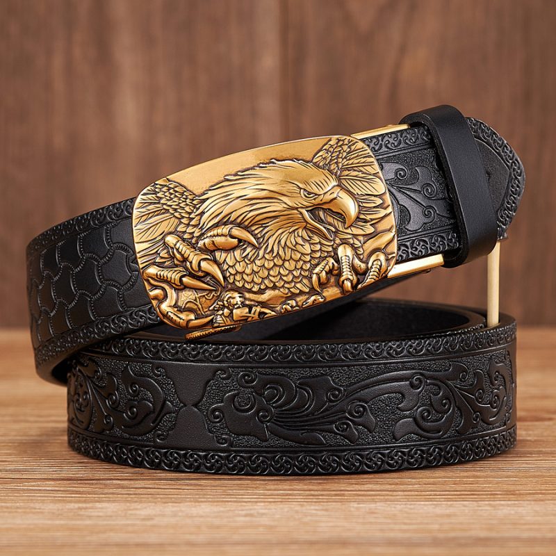 3.5CM Eagle Automatic Buckle Belt Emboss Cowskin Belt Quality Men Wasitbad Strap Genuine Leather Gift Business Belt For Jeans - Image 7