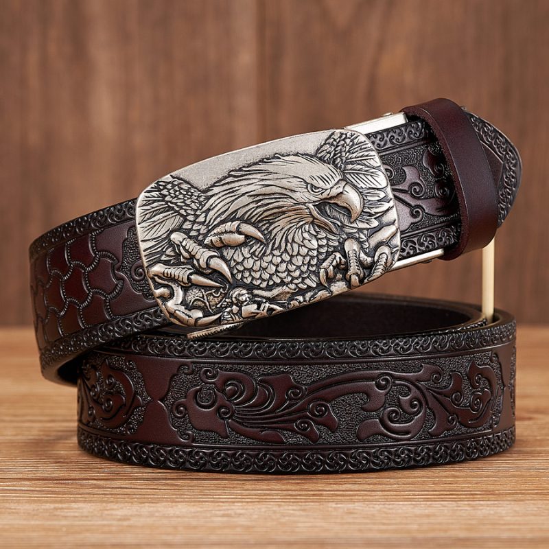 3.5CM Eagle Automatic Buckle Belt Emboss Cowskin Belt Quality Men Wasitbad Strap Genuine Leather Gift Business Belt For Jeans - Image 10
