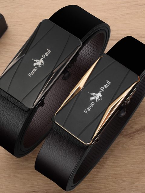 Fashionable men's High-Quality leather Belt with Automatic Buckle, Suitable for Young and Middle-Aged Gentlemen