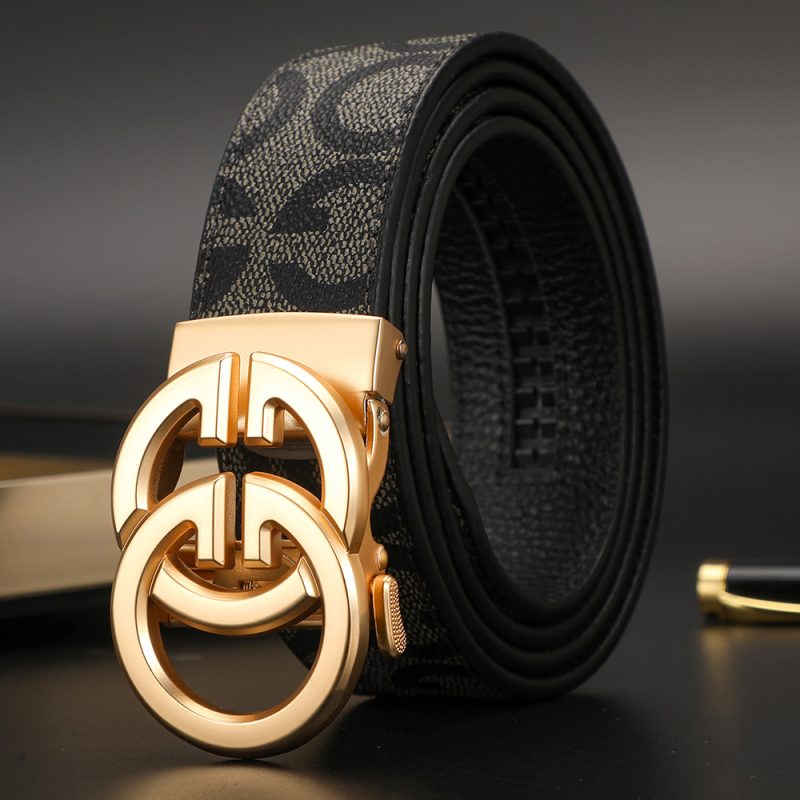 New 3.4cm Men's Belt Business Formal Real Leather Canvas Male Belt High Quality Metal Automatic Buckle Belt for men jeans - Image 3