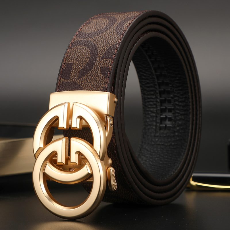 New 3.4cm Men's Belt Business Formal Real Leather Canvas Male Belt High Quality Metal Automatic Buckle Belt for men jeans - Image 4