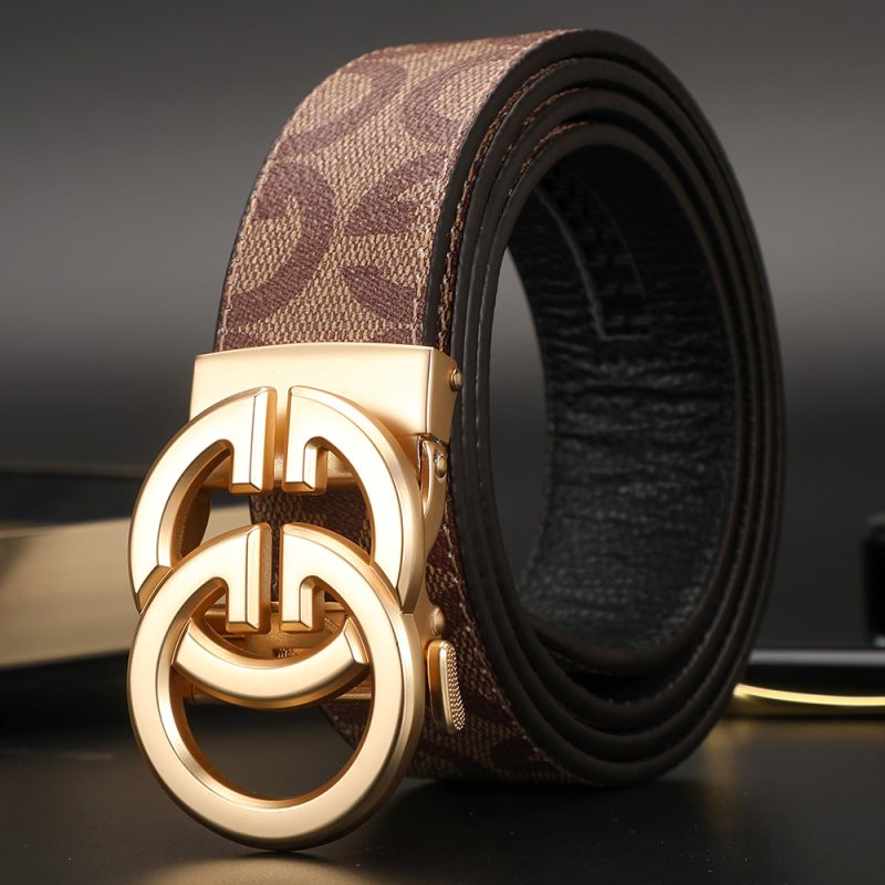 New 3.4cm Men's Belt Business Formal Real Leather Canvas Male Belt High Quality Metal Automatic Buckle Belt for men jeans - Image 5