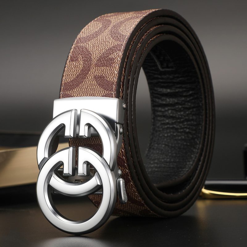 New 3.4cm Men's Belt Business Formal Real Leather Canvas Male Belt High Quality Metal Automatic Buckle Belt for men jeans - Image 7