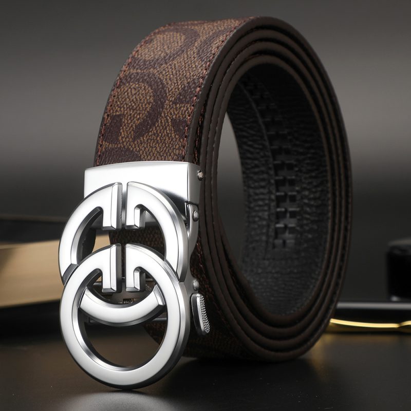New 3.4cm Men's Belt Business Formal Real Leather Canvas Male Belt High Quality Metal Automatic Buckle Belt for men jeans - Image 8