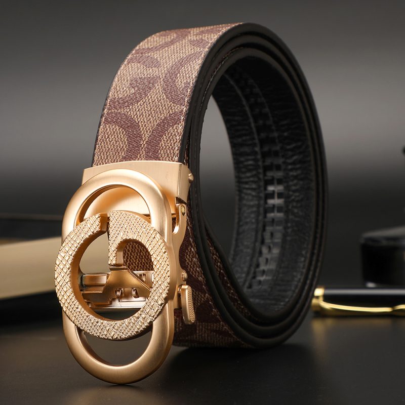 New 3.4cm Men's Belt Business Formal Real Leather Canvas Male Belt High Quality Metal Automatic Buckle Belt for men jeans - Image 19