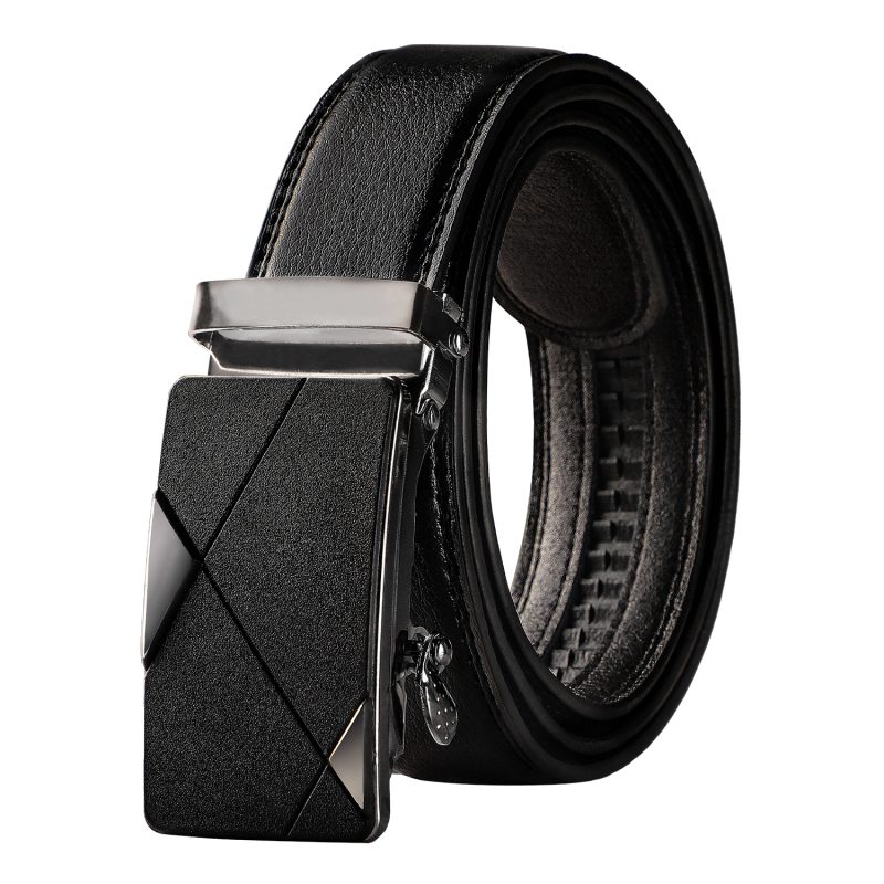 1pcs Men's Belt Metal Automatic Buckle Brand Fashion High Quality Luxury Belt for Men Famous Work Business Black PU Leather Belt - Image 3