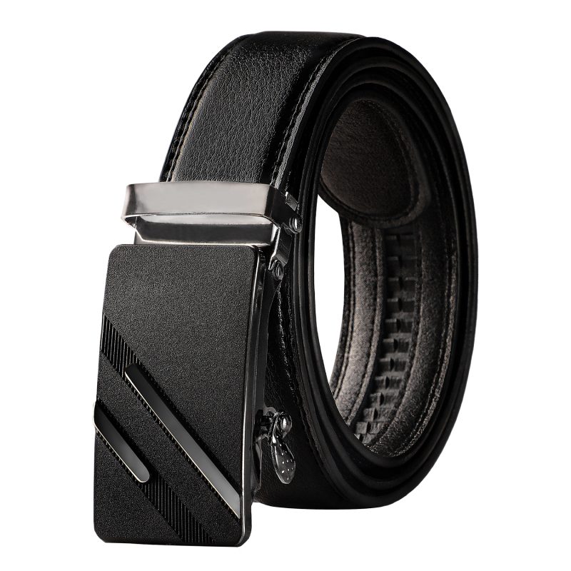 1pcs Men's Belt Metal Automatic Buckle Brand Fashion High Quality Luxury Belt for Men Famous Work Business Black PU Leather Belt - Image 4
