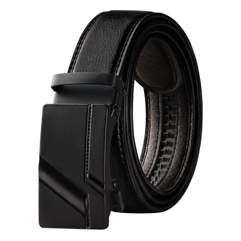 1pcs Men's Belt Metal Automatic Buckle Brand Fashion High Quality Luxury Belt for Men Famous Work Business Black PU Leather Belt - Image 5