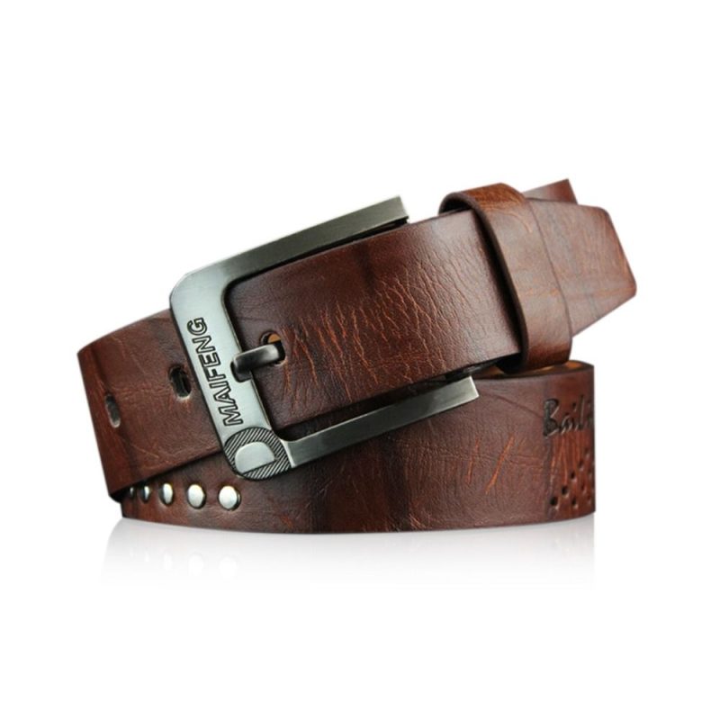 Genuine Leather Men's Belt Luxury High Quality Classic Buckle Business Cowboy Vintage Waistband Alloy Belts - Image 9