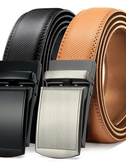 JACNAIP Men Belt Leather Belt Automatic Genuine Leather Fashion Belts Ratchet Luxury Belts Men's Trouser Belt Belt for Men
