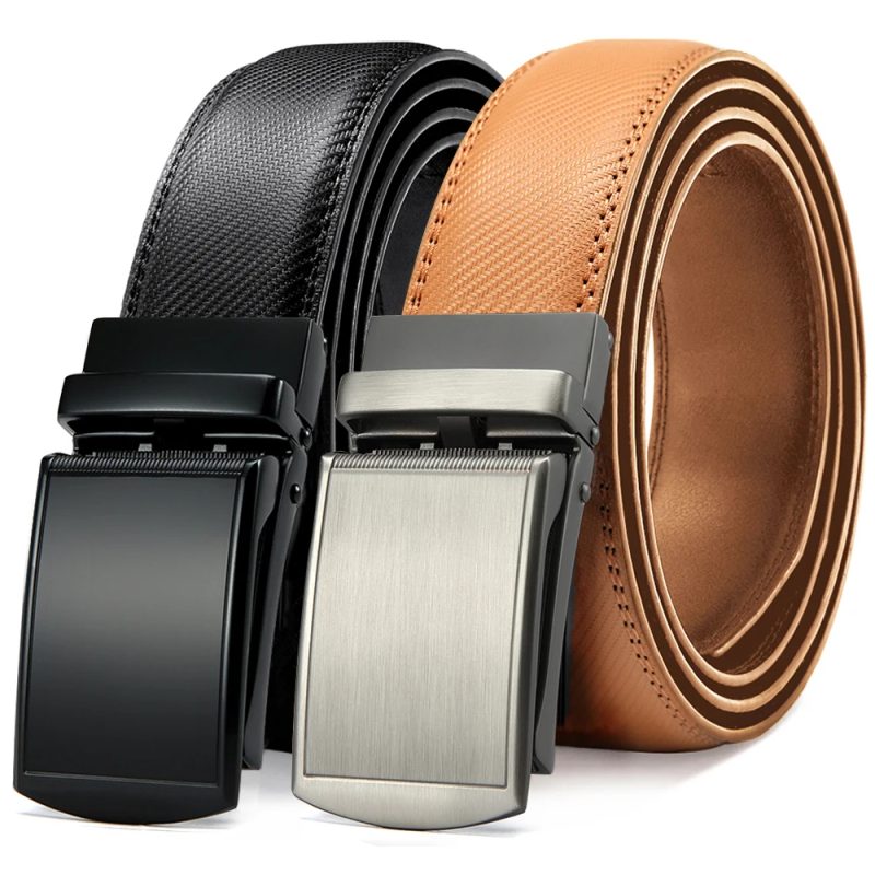 JACNAIP Men Belt Leather Belt Automatic Genuine Leather Fashion Belts Ratchet Luxury Belts Men's Trouser Belt Belt for Men