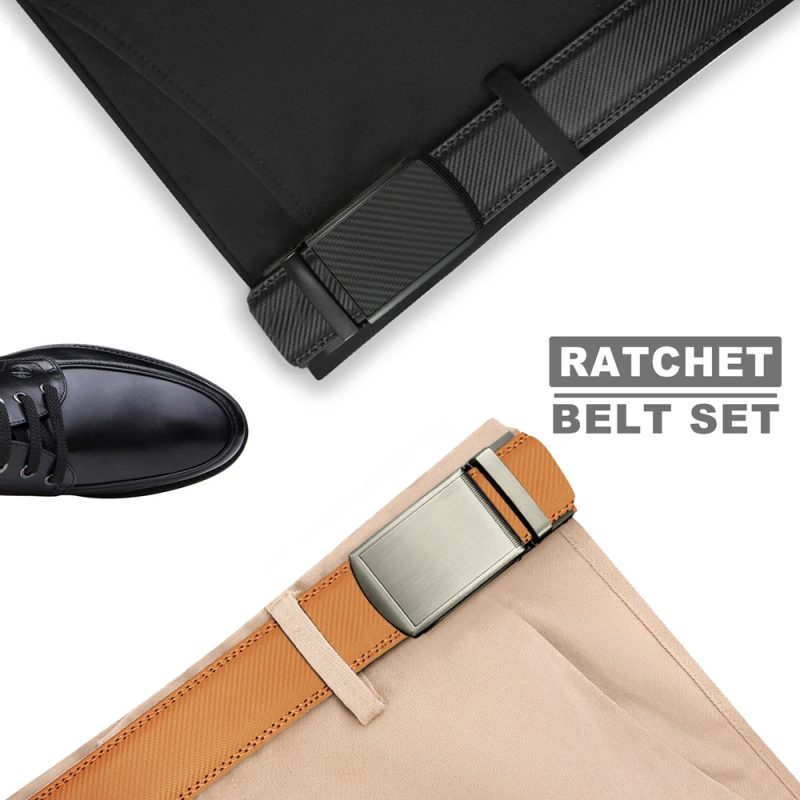 JACNAIP Men Belt Leather Belt Automatic Genuine Leather Fashion Belts Ratchet Luxury Belts Men's Trouser Belt Belt for Men - Image 2