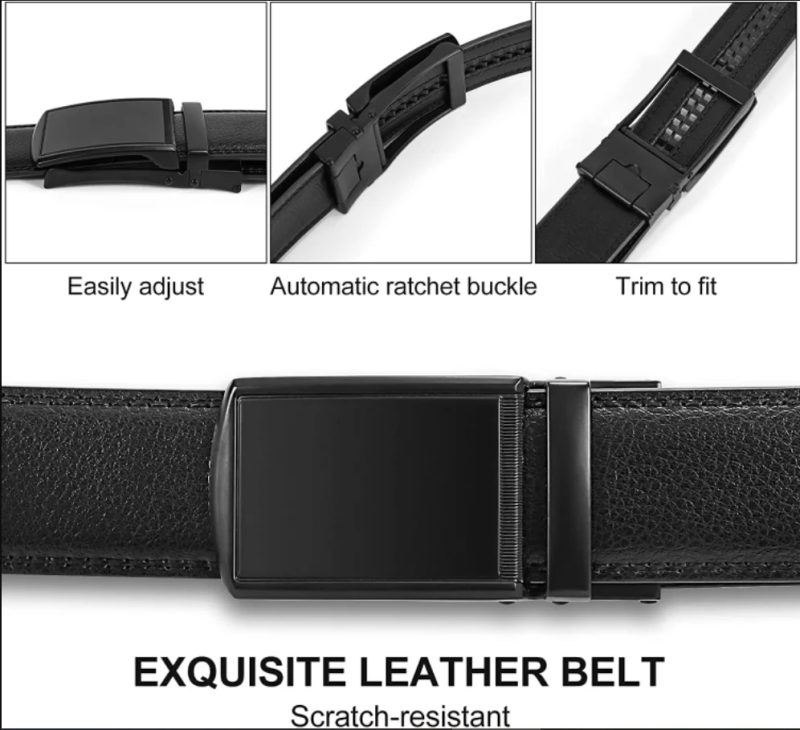 JACNAIP Men Belt Leather Belt Automatic Genuine Leather Fashion Belts Ratchet Luxury Belts Men's Trouser Belt Belt for Men - Image 6