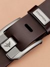 Men's casual belt, fashionable needle buckle cowhide personalized belt, retro style denim belt