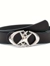 Stylish Oval Cross Metal Buckle Belt - Durable, Simple, and Universally Compatible - Unisex Gift Idea for Men and Women
