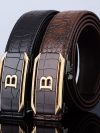 Men's Belt Automatic Buckle Belt High-Quality Trendy Crocodile Pattern Belt Fashionable Jeans Strap Men's Accessories