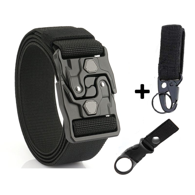 New Original Quick Release Men Belts 125cm Elastic Tactical Belt Metal Buckle Outdoor Breathable Stretch Waist Belt For Drilled - Image 5