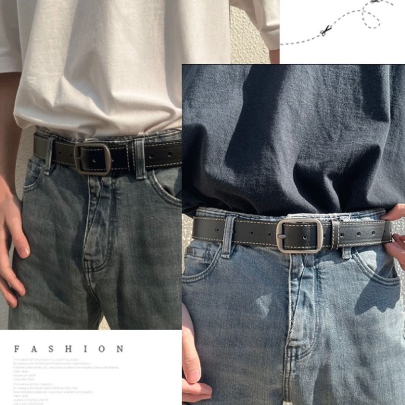 Leather Belt For Men Pin Buckle Jeans Black Belt Chic Luxury Brand Ladies Vintage Strap Waistband - Image 3