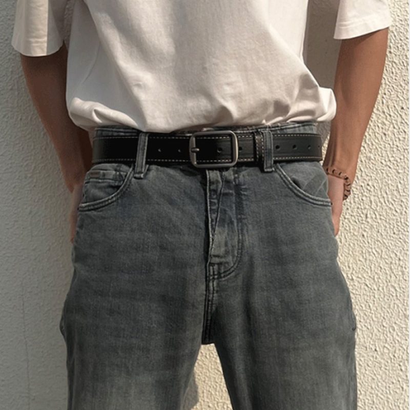 Leather Belt For Men Pin Buckle Jeans Black Belt Chic Luxury Brand Ladies Vintage Strap Waistband - Image 4