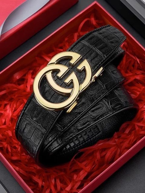 Men's Belt Made of High Quality Material, Metal Alloy Automatic Buckle Brand, Luxurious Design, Men's Belt