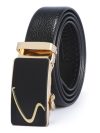 Man PU Leather Belt High Quality Men Business Belt Golden Automatic Buckle Waist Buckle Rhinestone Decoration Males Luxury Belt
