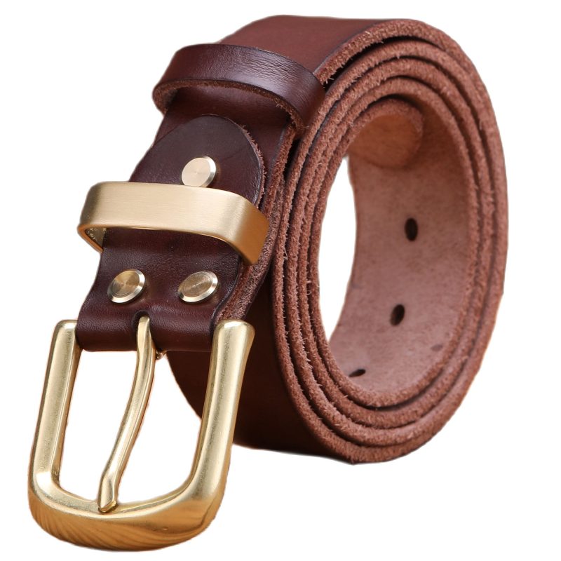 solid brass buckle 2020 full grain 100% genuine leather mens belts luxury hot designer high quality womens cowboy brown natural - Image 4