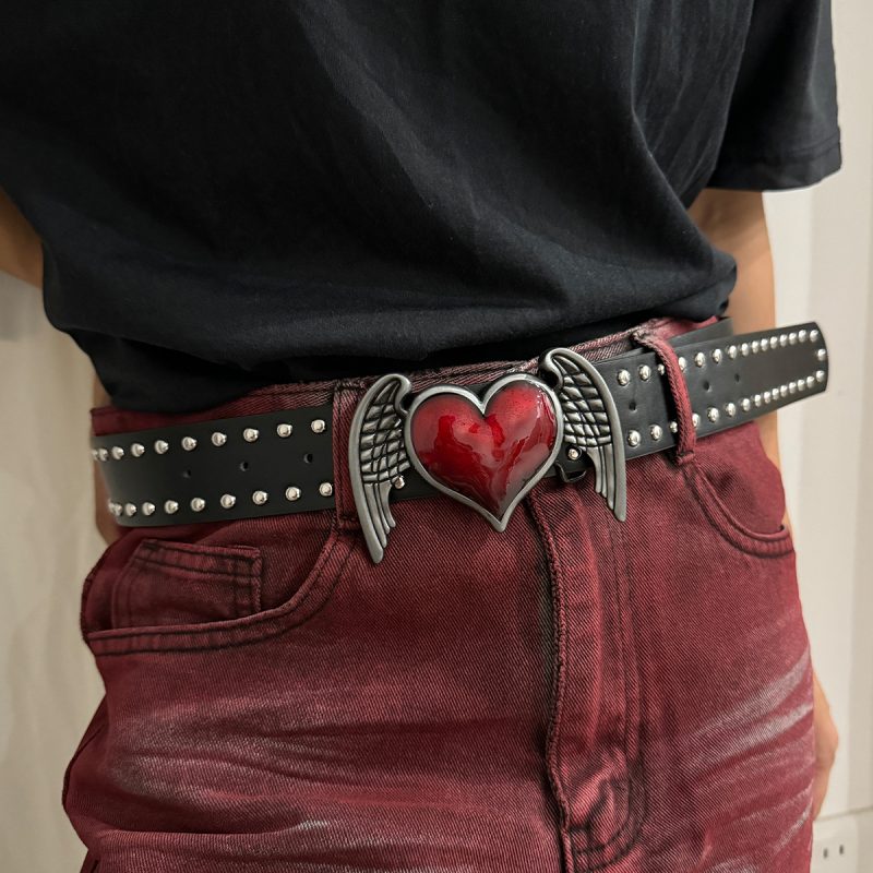 Unisex Jeans Belt sword red heart Goth Y2k Fashion Belts For Women High Quality Luxury Brand Rivet Punk Accessory Men Waistband - Image 3