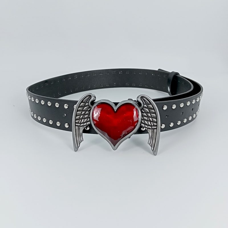 Unisex Jeans Belt sword red heart Goth Y2k Fashion Belts For Women High Quality Luxury Brand Rivet Punk Accessory Men Waistband - Image 6