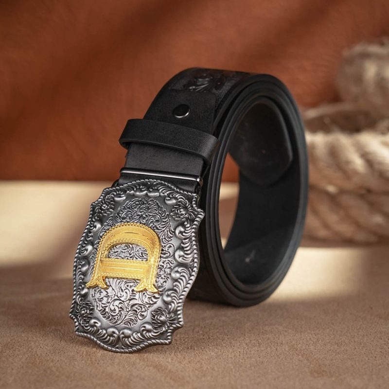 Western Cowboy PU Leather Belt - Men Waist Strap Bull Decoration Floral Engraved for Jeans - Image 2