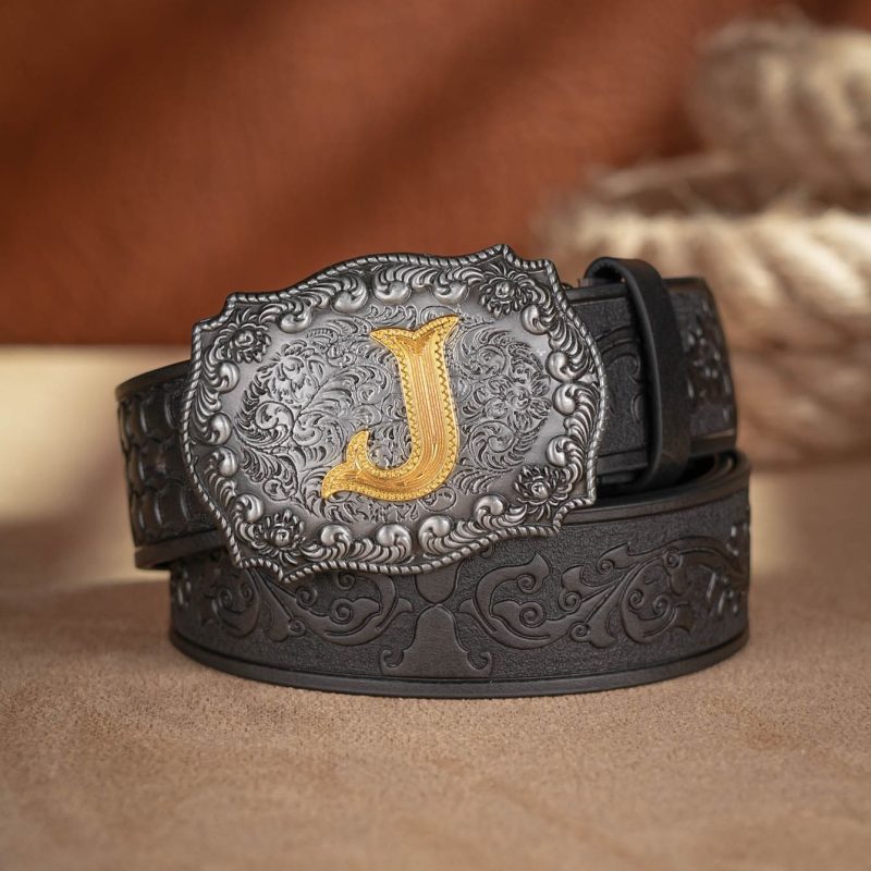Western Cowboy PU Leather Belt - Men Waist Strap Bull Decoration Floral Engraved for Jeans - Image 3