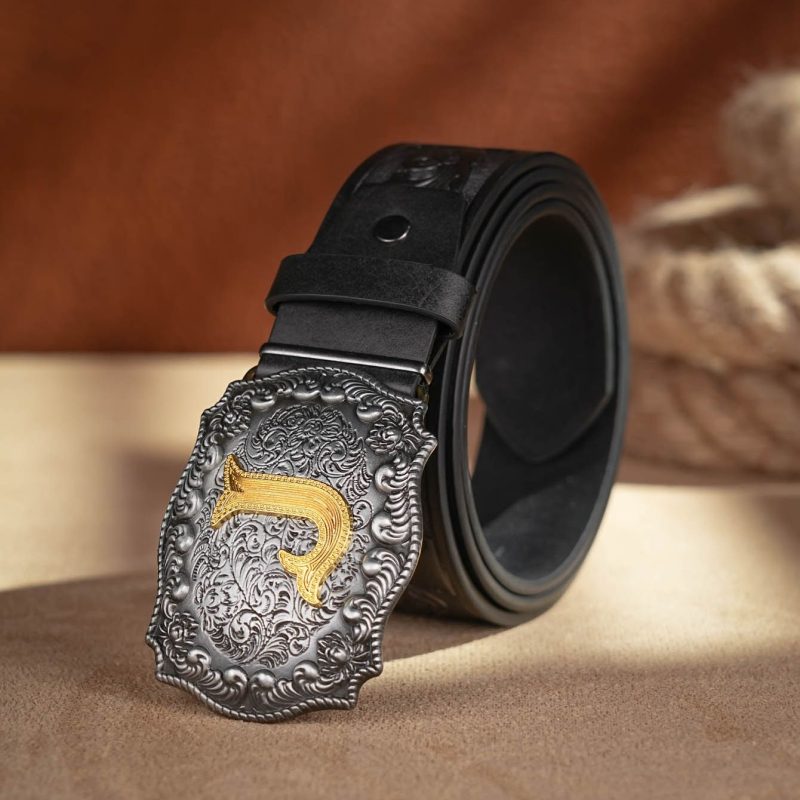 Western Cowboy PU Leather Belt - Men Waist Strap Bull Decoration Floral Engraved for Jeans - Image 4