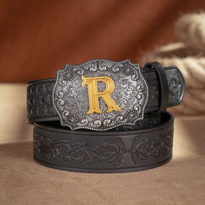Western Cowboy PU Leather Belt - Men Waist Strap Bull Decoration Floral Engraved for Jeans - Image 5