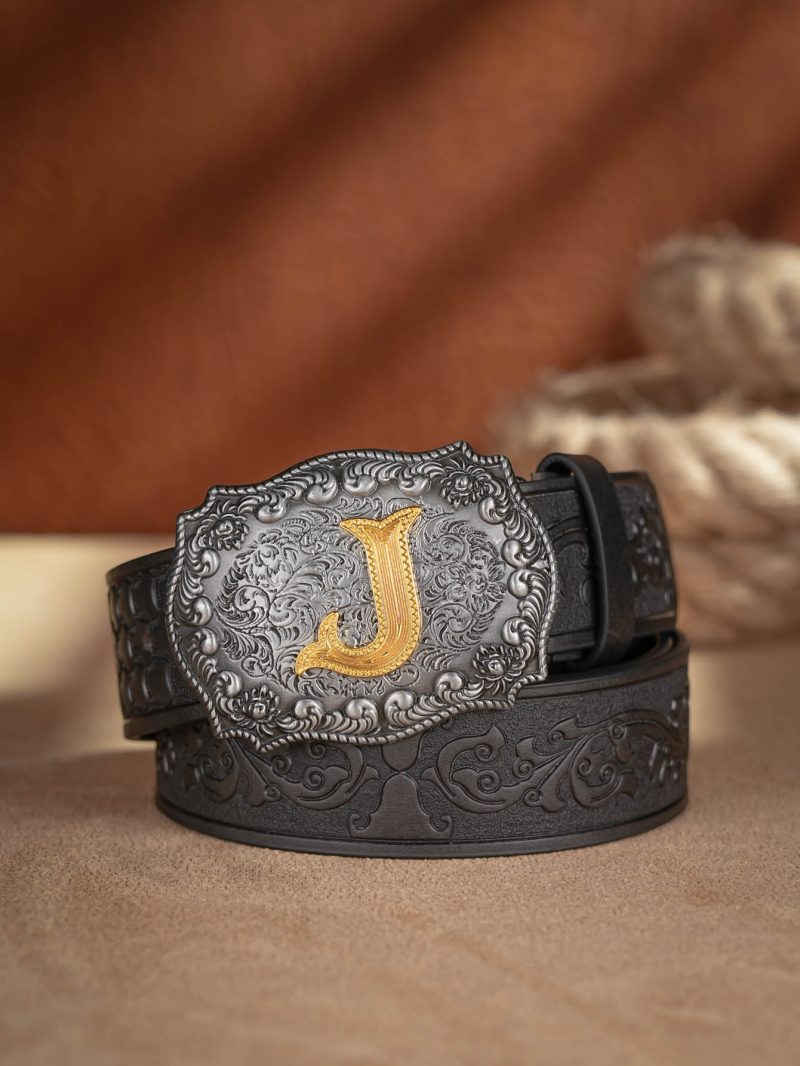 Western Cowboy PU Leather Belt - Men Waist Strap Bull Decoration Floral Engraved for Jeans - Image 8