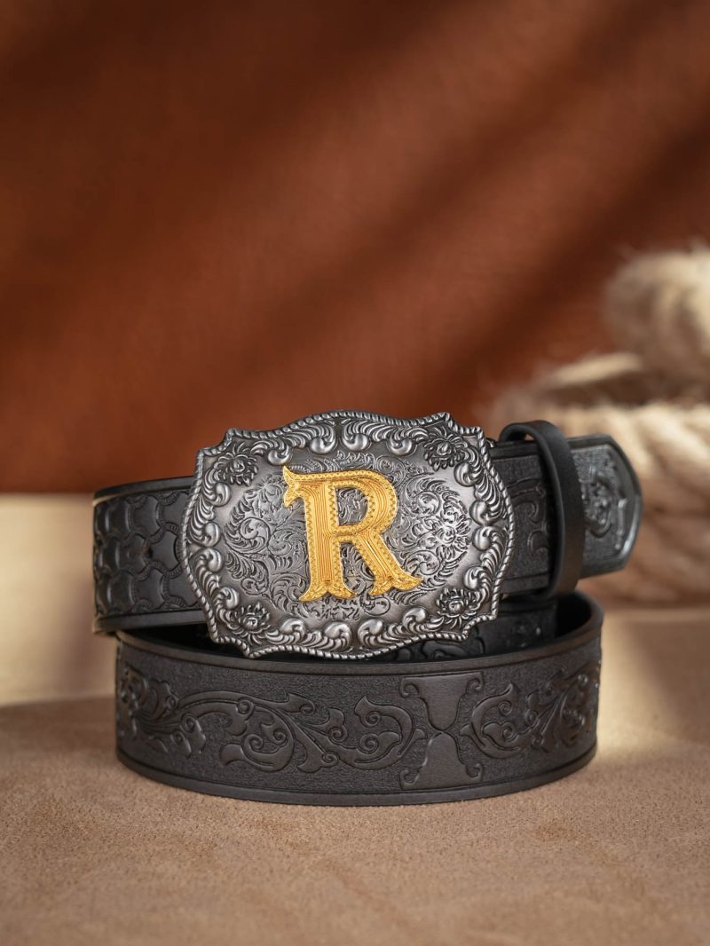 Western Cowboy PU Leather Belt - Men Waist Strap Bull Decoration Floral Engraved for Jeans - Image 10