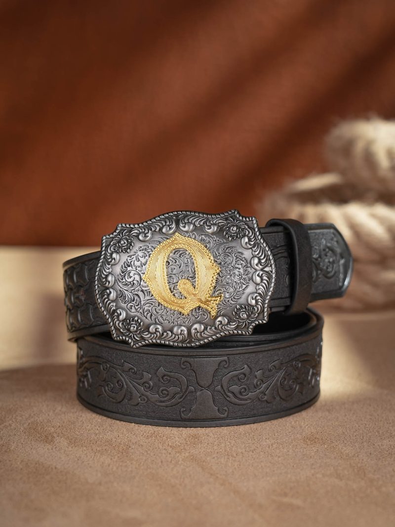 Western Cowboy PU Leather Belt - Men Waist Strap Bull Decoration Floral Engraved for Jeans - Image 11