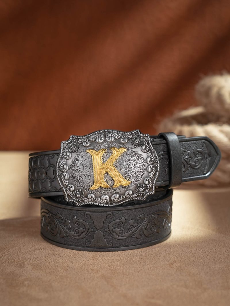 Western Cowboy PU Leather Belt - Men Waist Strap Bull Decoration Floral Engraved for Jeans - Image 13