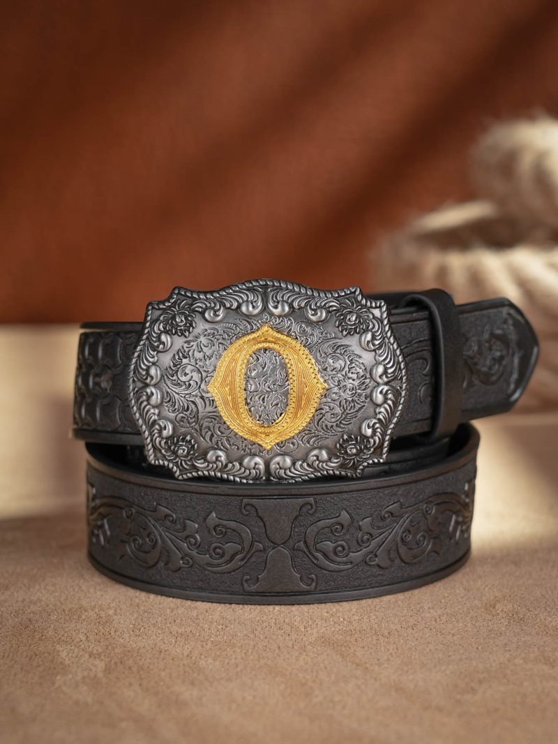 Western Cowboy PU Leather Belt - Men Waist Strap Bull Decoration Floral Engraved for Jeans - Image 15