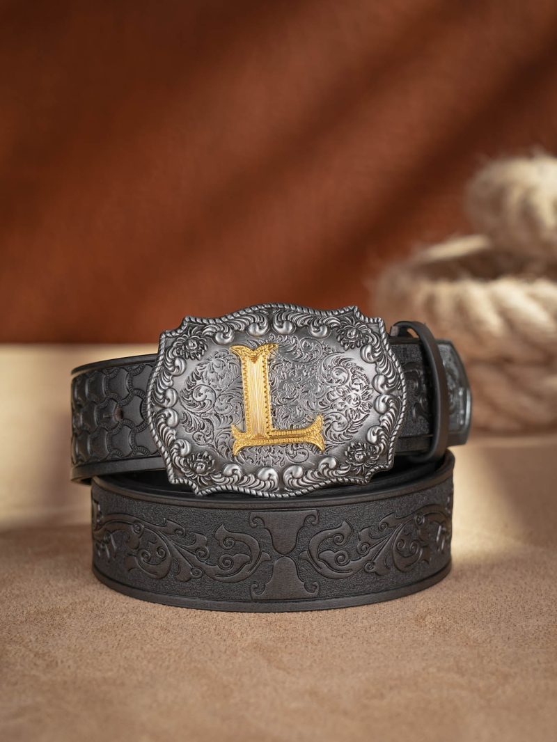 Western Cowboy PU Leather Belt - Men Waist Strap Bull Decoration Floral Engraved for Jeans - Image 17