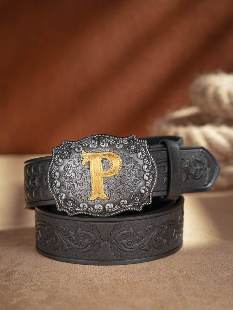 Western Cowboy PU Leather Belt - Men Waist Strap Bull Decoration Floral Engraved for Jeans - Image 22
